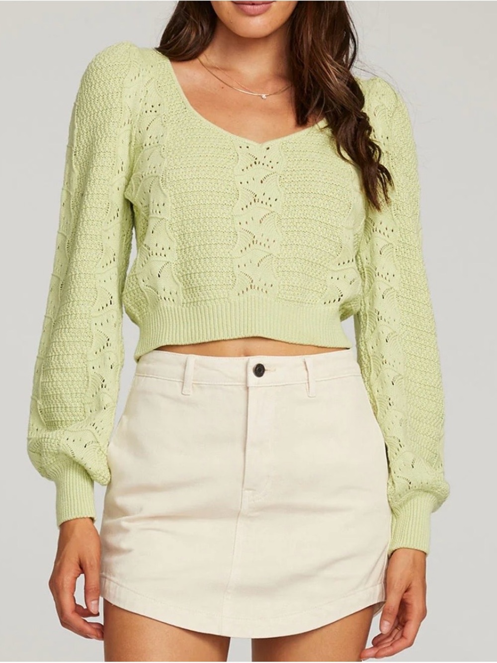 saltwater LUXE Karinna Sweater | Limelight | Size Small | 100% Cotton NWOT